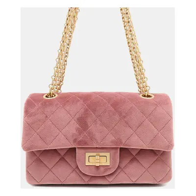 Chanel Pink Velvet Mini 2.55 Chain Shoulder Bag