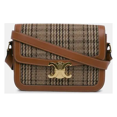 Celine Brown Classique Tweed and Calfskin Triomphe