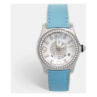 Corum Mother Of Pearl Stainless Steel Diamond Bubble