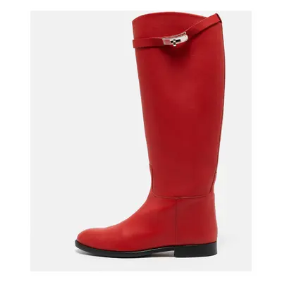 Hermes Red Leather Jumping Boots Size