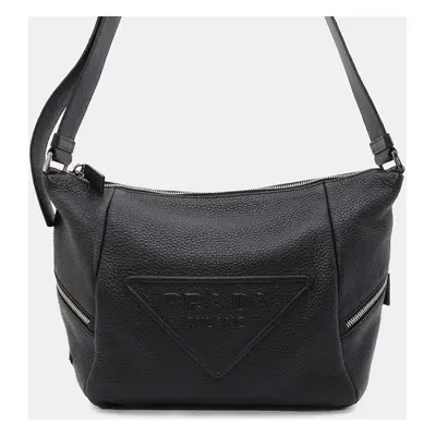 Prada Black Leather Triangle Shoulder Bag