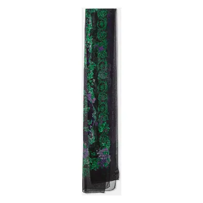 Versace Black & Purple Floral Print Silk Stole