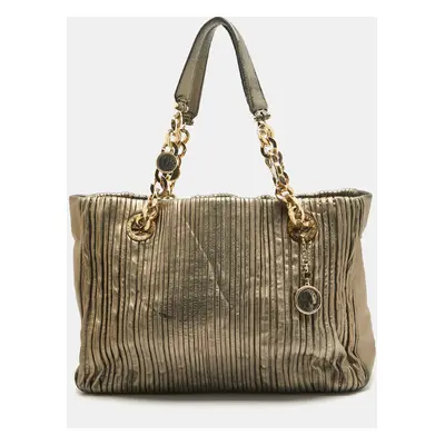 Bvlgari Metallic Leather Monte Plisse Shopper Tote