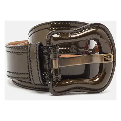 Fendi Green Patent Leather B Buckle Belt