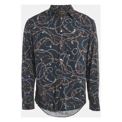 Louis Vuitton Navy Blue Twisted Chain Monogram Print Viscose Shirt