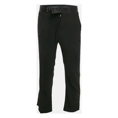 Giorgio Armani Black Virgin Wool Satin Trimmed Pants