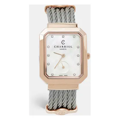 Charriol Mother Of Pearl Diamond Two-Tone Stainless Steel St-Tropez STREP-560-001 Women's Wristw