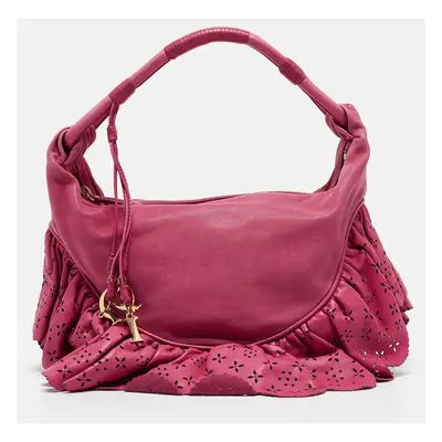 Dior Pink Leather Gipsy Ruffle Hobo