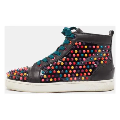 Christian Louboutin Multicolor Leather Louis Spikes High Top Sneakers Size