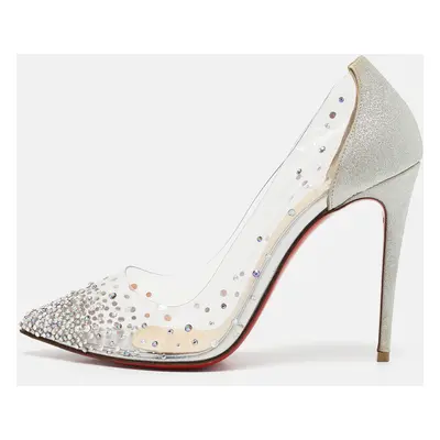 Christian Louboutin Silver Glitter and PVC Degrastrass Pumps Size