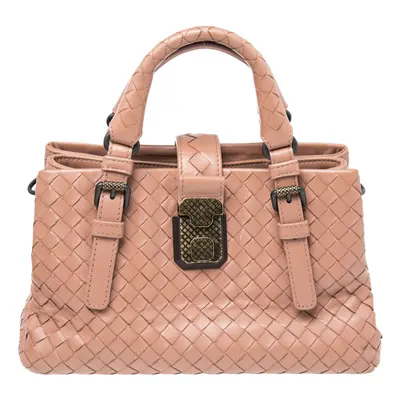 Bottega Veneta Beige Intrecciato Leather Mini Roma Tote