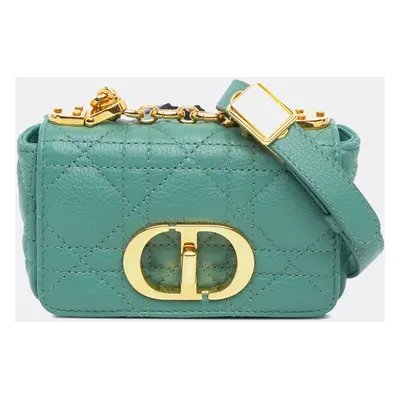 Dior Green Micro Calfskin Cannage Supple Caro Bag