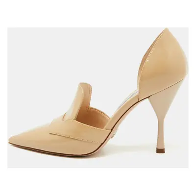 Prada Beige Patent Leather D'orsay Pointed Toe Pumps Size