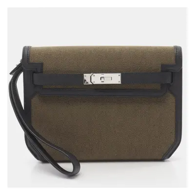 Hermes Green Leather Kelly Depeche Clutch Bag