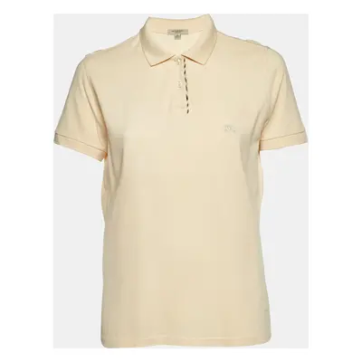 Burberry London Cream Cotton Pique Polo T-Shirt