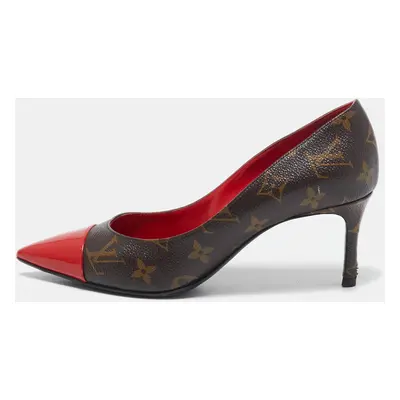 Louis Vuitton Red Patent Leather and Monogram Canvas Cherie Pumps Size