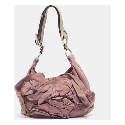 Yves Saint Laurent Old Rose Leather and Suede Nadia Hobo