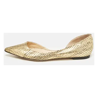 Jimmy Choo Gold/Black Snakeskin D'orsay Ballet Flats Size 36.5