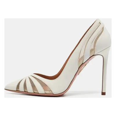 Aquazzura Cream Leather and Mesh the spy Pumps Size