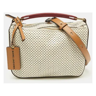 Marc Jacobs Ivory White Perforated Leather The Soft Box Shoulder Bag