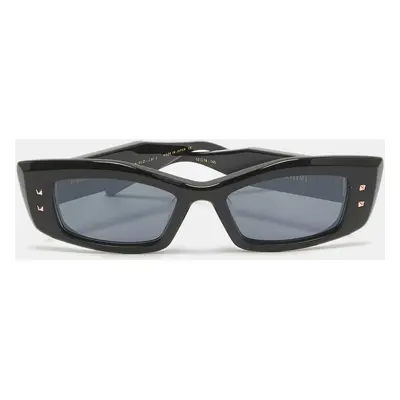 Valentino Black Rockstud V-Quattro Rectangle Sunglasses