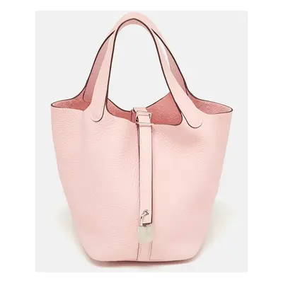 Hermès Rose Sakura Taurillon Clemence Leather Picotin Lock Bag