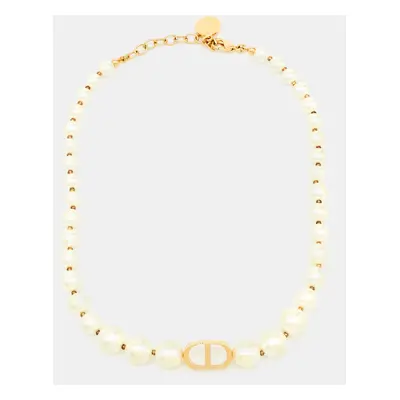 Dior Montaigne Faux Pearl Gold Tone Choker Necklace