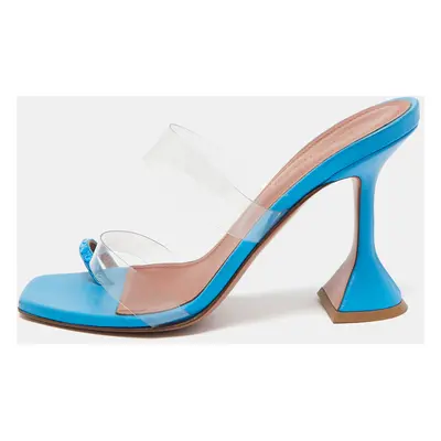 Amina Muaddi Blue PVC Sami Slide Sandals Size