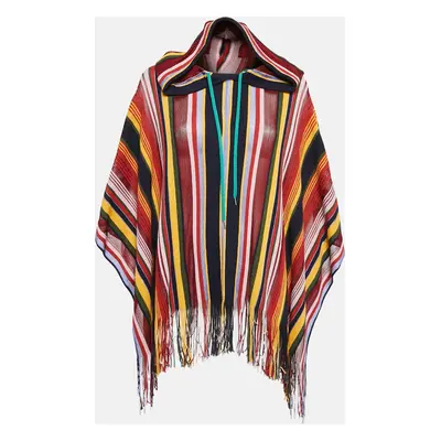 M Missoni Multicolor Wool Blend Knit Fringed Poncho ONE SIZE