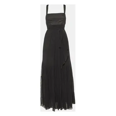 Sportmax Black Cotton Halter Neck Maxi Wrap Dress