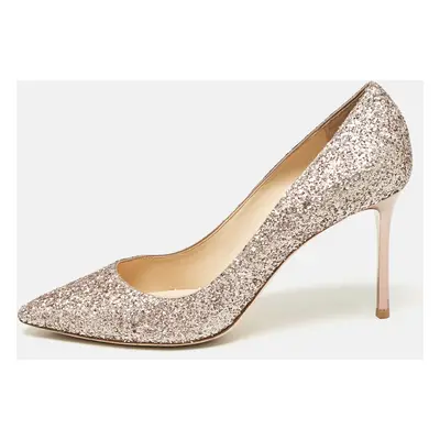 Jimmy Choo Rose Gold Glitter Romy Pumps Size