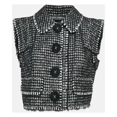 Dolce & Gabbana Monochrome Houndstooth Tweed Vest