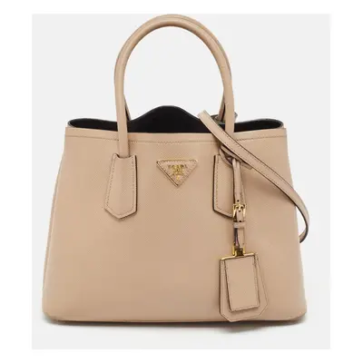 Prada Beige Saffiano Cuir Leather Double Handle Tote