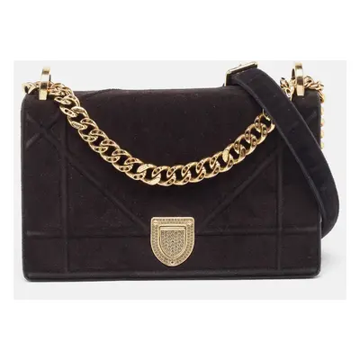 Dior Black Velvet Diorama Crystals Shoulder Bag