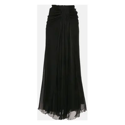 Alberta Ferretti Black Silk Draped Detail Maxi Skirt