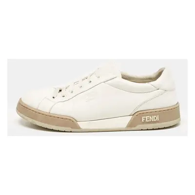 Fendi White Leather Lace Up Low Top Sneakers Size 42.5