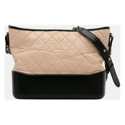 Chanel Beige/Black Medium Bicolor Lambskin Gabrielle Crossbody