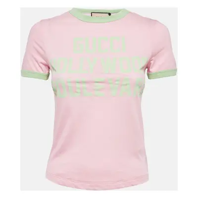 Gucci Sugar Pink Printed Cotton Knit T-Shirt