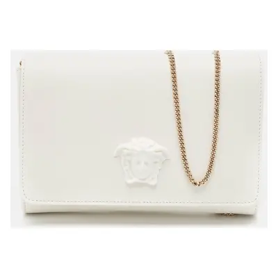 Versace White Leather Palazzo Medusa Chain Clutch