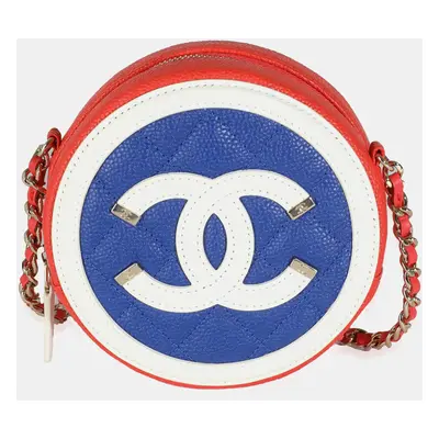 Chanel Multicolor Quilted Caviar Round Filigree Handbag With Chain