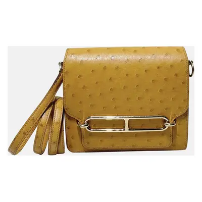 Hermes Yellow Ostrich Leather Roulis Shoulder Bag