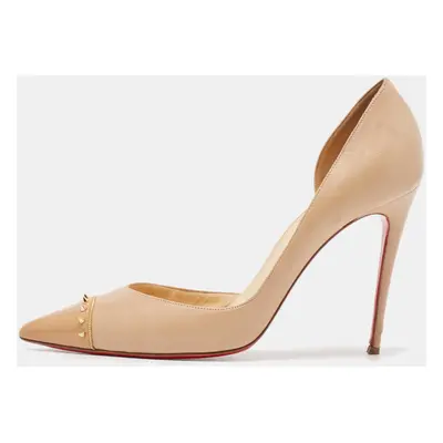 Christian Louboutin Beige Leather and Patent Culturella Pumps Size