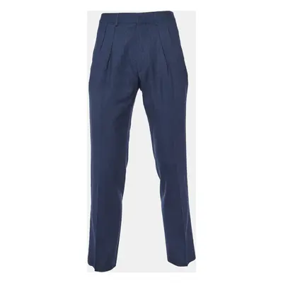 Tom Ford Dark Blue Wool & Silk Regular Fit Trousers