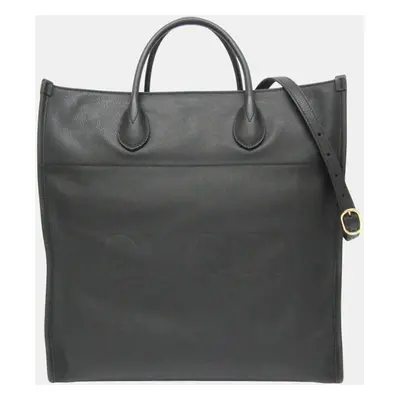 Gucci Black Leather Logo Tote Bag