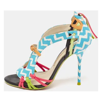 Sophia Webster Multicolor Zig Zag Print Leather Ankle Strap Sandals Size