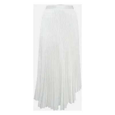 Chats By C.Dam White Crepe Asymmetric Plisse Esther Midi Skirt