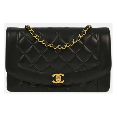 Chanel Black Lambskin Leather Medium Diana Shoulder Bag