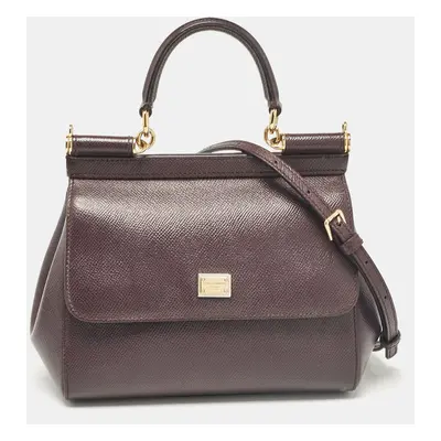 Dolce & Gabbana Purple Leather Miss Sicily Top Handle Bag