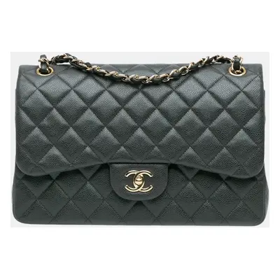 Chanel Black Jumbo Classic Caviar Double Flap