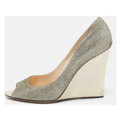 Jimmy Choo Metallic Glitter Baxen Wedge Pumps Size